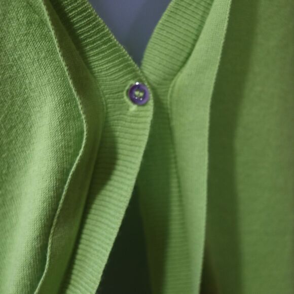 Kenneth Cole Lime Green Cardigan Exposed Zipper Sheer Back LG - Picture 16 of 16